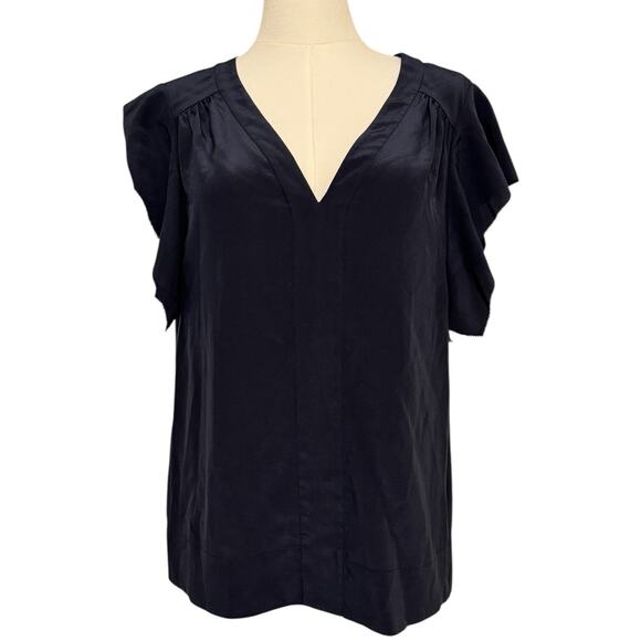 Rebecca Taylor Navy Sleeveless Classic Silk Blouse Career Office Work Classy 8 - Picture 2 of 8